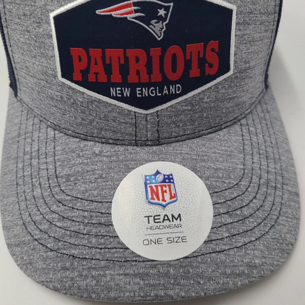 New England Patriots Hat Adjustable Trucker Mesh NFL Team Apparel Gray Blue Men